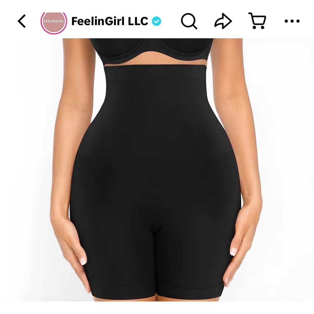 FeelinGirl Womens‎ High Waisted Shapewear Shorts Tummy Control Black Seamless XL